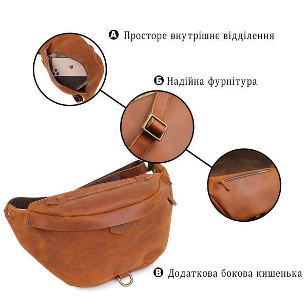 Чоловіча шкіряна поясна сумка Vintage SO-20371 коричнева SO-20371 фото