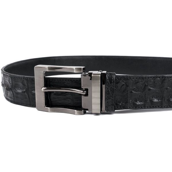 Чоловічий чорний шкіряний ремінь CROCODILE LEATHER SO-18018 SO-18018 фото