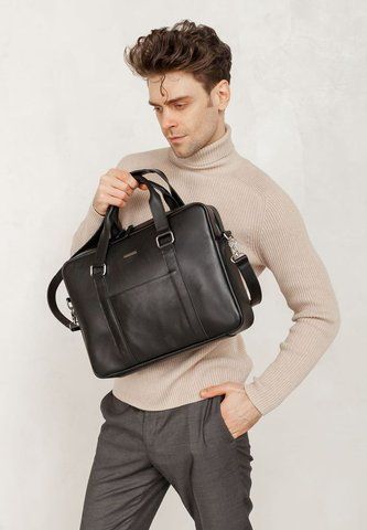 Черная сумка-портфель для ноутбука и документов из натуральной кожи BlankNote BN-BAG-37-g BN-BAG-37-g фото