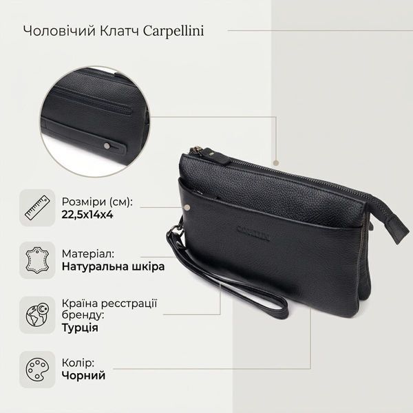 Чоловічий шкіряний клатч CANPELLINI SO-21557 чорний SO-21557 фото