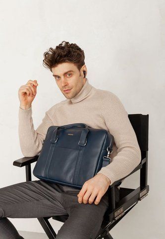 Темно-синя шкіряна сумка-портфель BlankNote BN-BAG-37-navy-blue BN-BAG-37-navy-blue фото
