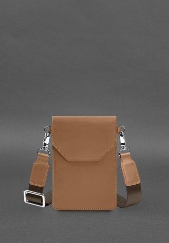 Карамельная кожаная сумка-чехол для телефона макси BlankNote BN-GC-31-maxi-caramel фото