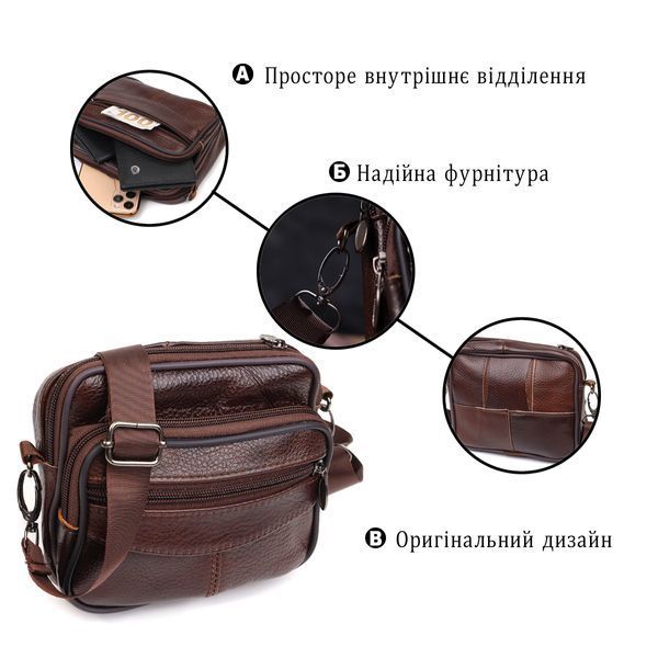 Мужская кожаная поясная сумка Vintage SO-21486 коричневая SO-21486 фото