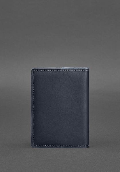 Темно-синяя кожаная обложка-портмоне для документов BlankNote BN-OP-1-3-navy-blue фото