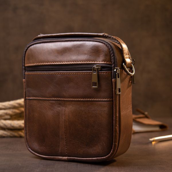 Чоловіча шкіряна сумка-месенджер Vintage SO-20396 коричнева SO-20396 фото