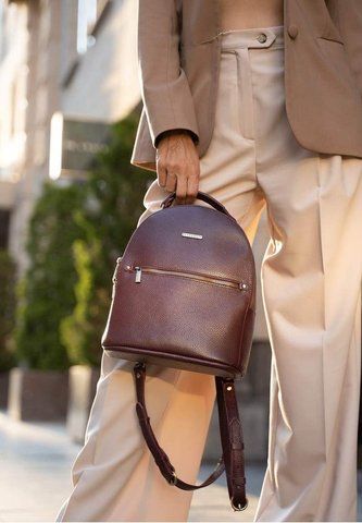 Женский кожаный мини-рюкзак цвета марсала BlankNote BN-BAG-22-marsala BN-BAG-22-marsala фото