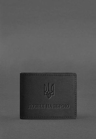 Чорна обкладинка з натуральної шкіри для дозволу на зброю BlankNote BN-OP-12-g фото