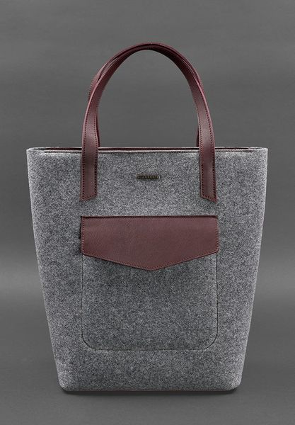 Серая сумка-шопер из фетра и кожи BlankNote BN-BAG-17-felt-vin BN-BAG-17-felt-vin фото