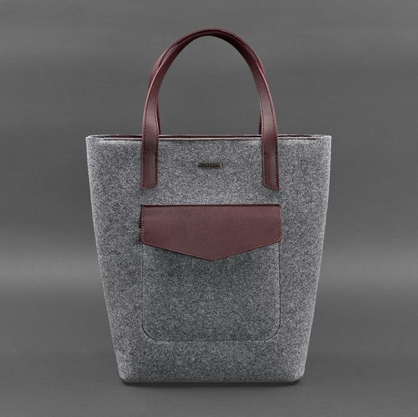 Серая сумка-шопер из фетра и кожи BlankNote BN-BAG-17-felt-vin BN-BAG-17-felt-vin фото