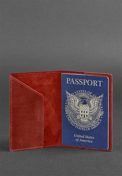 Коралловая кожаная обложка для паспорта с гербом США BlankNote BN-OP-USA-coral фото