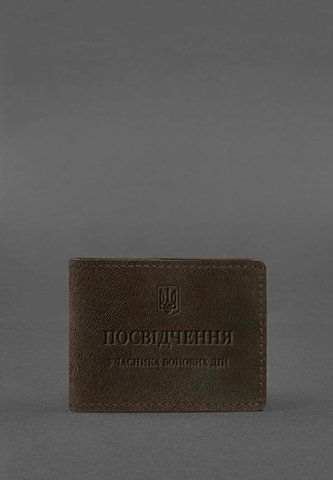 Темно-коричнева шкіряна обкладинка для посвідчення УБД з гербом BlankNote BN-IDC-2-1-o фото
