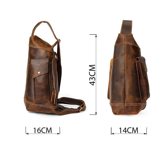 Чоловіча шкіряна сумка-слінг Vintage SO-14782 коричнева SO-14782 фото