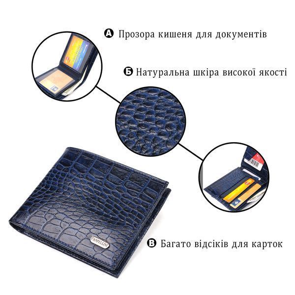 Портмоне из натуральной кожи синего цвета CANPELLINI SO-21580 SO-21580 фото