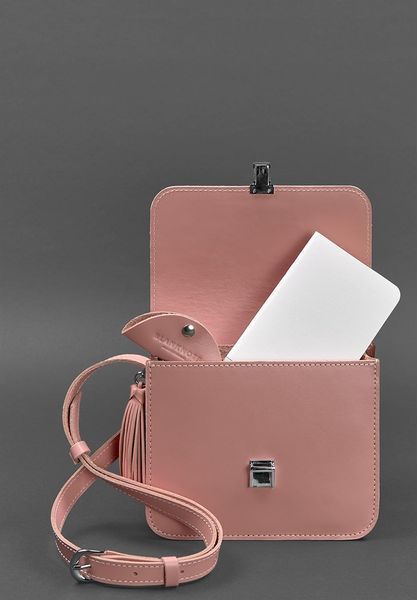 Рожева жіноча шкіряна сумка крос-боді BlankNote BN-BAG-3-pink-peach BN-BAG-3-pink-peach фото