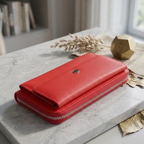 Кожаный кошелек-клатч красного цвета ST Leather SO-19366 SO-19366 фото