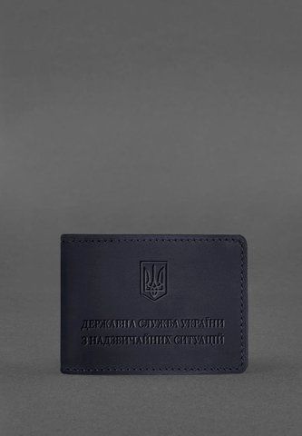Темно-синяя обложка из натуральной кожи для удостоверения ГСЧС BlankNote BN-OP-14-nn фото