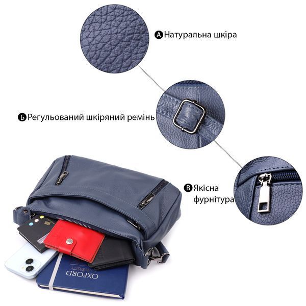 Женская кожаная сумка-кросс-боди Vintage SO-23019 синяя SO-23019 фото