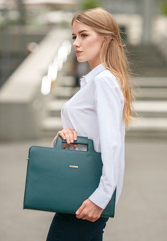 Зеленая женская кожаная сумка-портфель BlankNote BN-BAG-36-malachite BN-BAG-36-malachite фото