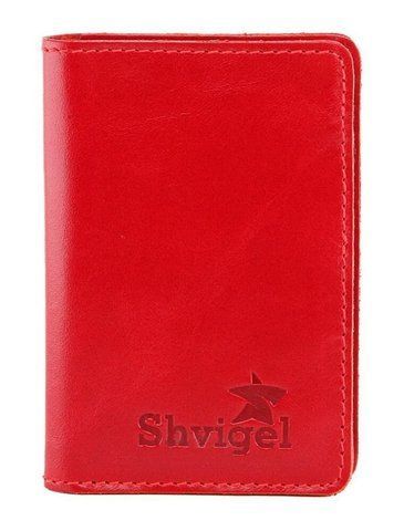 Червона кожаная визитница SHVIGEL SO-00116 SO-00116 фото