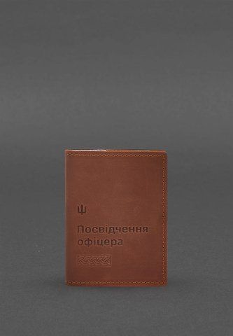 Светло-коричневая обложка из натуральной кожи для удостоверения офицера BlankNote BN-OP-9-2-k-kr фото