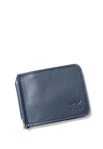 Темно-синий кожаный зажим для купюр The Wings TW-MoneyClip-dark-blue фото