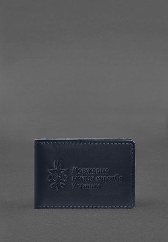 Синя шкіряна обкладинка для картки-посвідчення ДМС BlankNote BN-OP-27-navy-blue фото