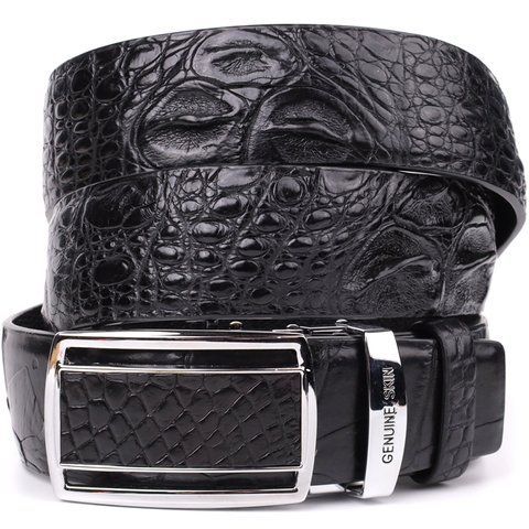 Чоловічий чорний шкіряний ремінь CROCODILE LEATHER SO-18239 SO-18239 фото