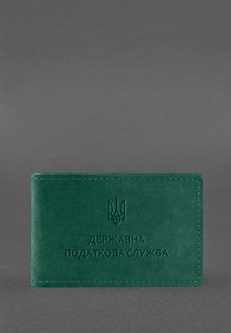 Зеленая кожаная обложка для удостоверения ГНС BlankNote BN-OP-17-iz фото