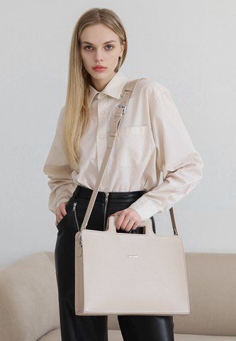 Бежевая женская кожаная сумка-портфель BlankNote BN-BAG-36-light-beige BN-BAG-36-light-beige фото
