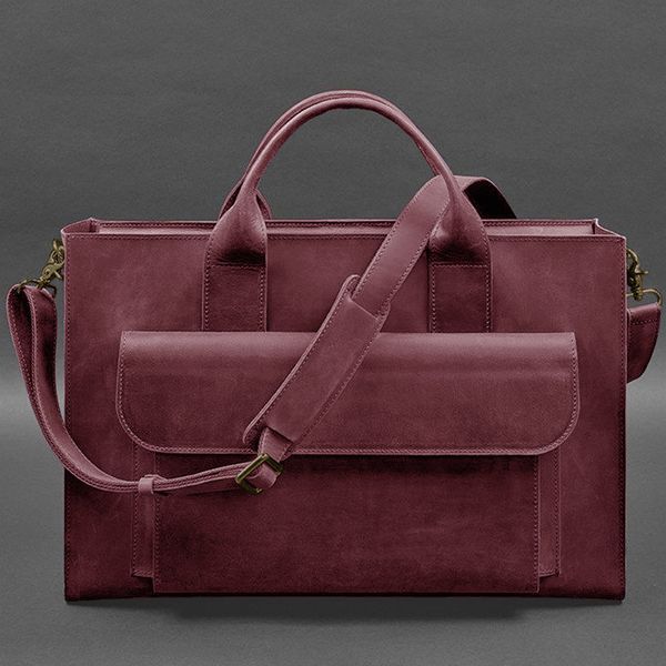 Бордова шкіряна сумка-портфель BlankNote BN-BAG-50-vin-kr BN-BAG-50-vin-kr фото