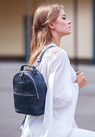 Женский синий мини-рюкзак из натуральной кожи BlankNote BN-BAG-22-navy BN-BAG-22-navy фото