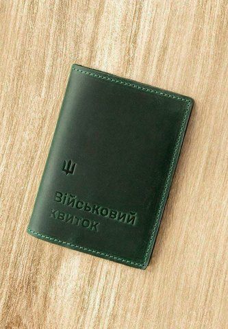 Зеленая обложка из натуральной кожи для военного билета BlankNote BN-OP-7-3-iz фото