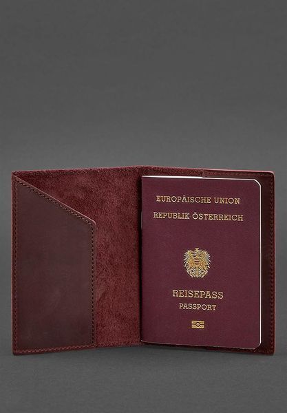 Бордовая кожаная обложка для паспорта с гербом Австрии BlankNote BN-OP-AT-vin-kr фото