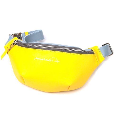 Жіноча шкіряна бананка GRANDE PELLE SO-16760 жовто-блакитна SO-16760 фото