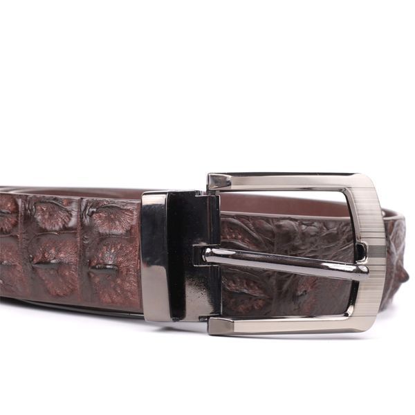 Чоловічий коричневий ремінь з натуральної шкіри CROCODILE LEATHER SO-18178 SO-18178 фото