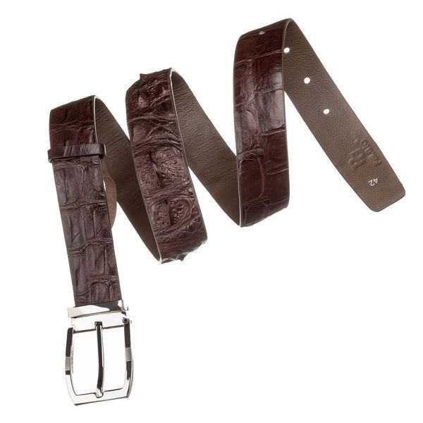 Чоловічий коричневий ремінь з натуральної шкіри CROCODILE LEATHER SO-18178 SO-18178 фото
