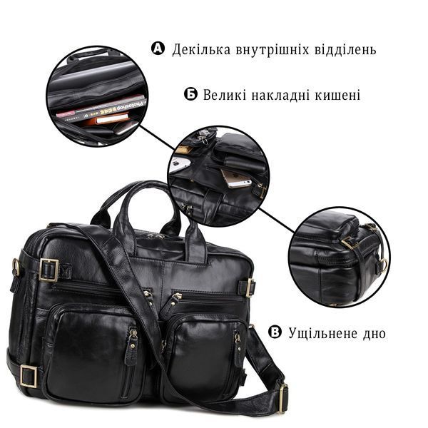 Мужской кожаный портфель Vintage SO-14219 черный SO-14219 фото