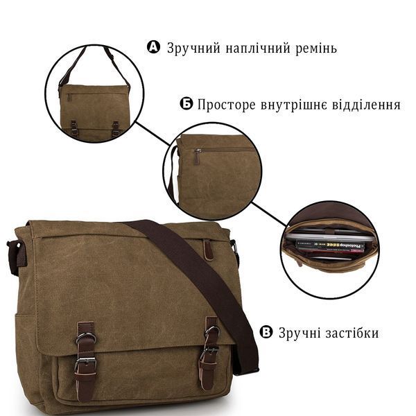 Мужской текстильный портфель Vintage SO-14588 коричневый SO-14588 фото