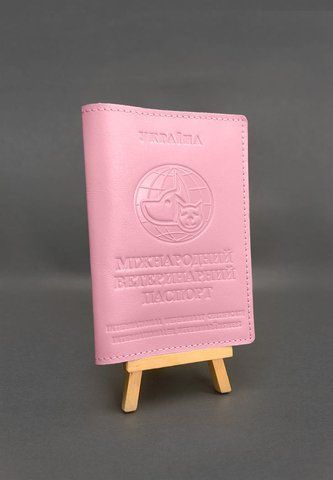 Рожева шкіряна обкладинка для ветеринарного паспорта BlankNote BN-OP-26-pink-peach фото