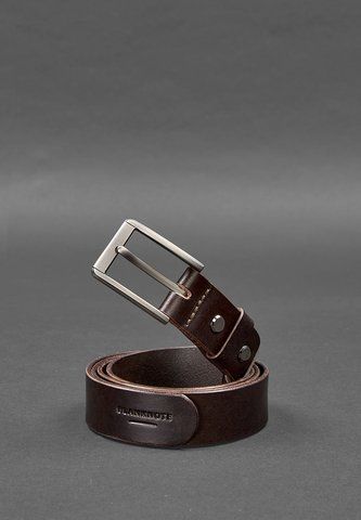 Чоловічий коричневий вузький шкіряний ремінь BlankNote BN-BELT-3-flint BN-BELT-3-flint фото