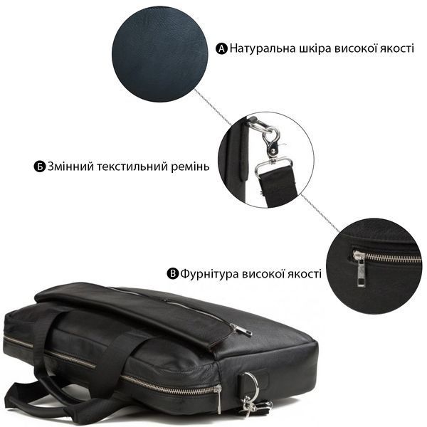 Чоловічий шкіряний портфель Vintage SO-14627 чорний SO-14627 фото
