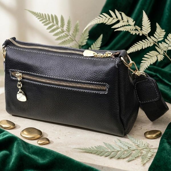 Женская кожаная сумка-кросс-боди Vintage SO-22607 черная SO-22607 фото