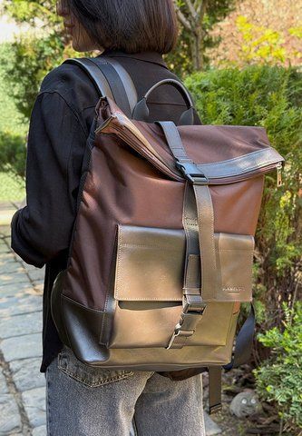 Темно-коричневый рюкзак унисекс из кожи и кордуры BlankNote BN-BAG-61-choko BN-BAG-61-choko фото