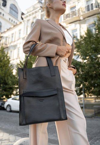Черная кожаная сумка-шопер BlankNote BN-BAG-10-1-g BN-BAG-10-1-g фото