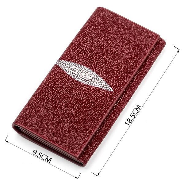 Шкіряний гаманець-клатч бордовий кольору STINGRAY LEATHER SO-18097 SO-18097 фото