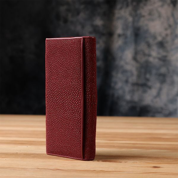 Шкіряний гаманець-клатч бордовий кольору STINGRAY LEATHER SO-18097 SO-18097 фото