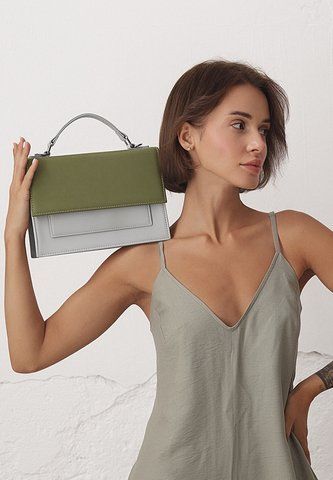 Оливкова жіноча шкіряна сумка крос-боді The Wings TW-Grace-olive-grey TW-Grace-olive-grey фото