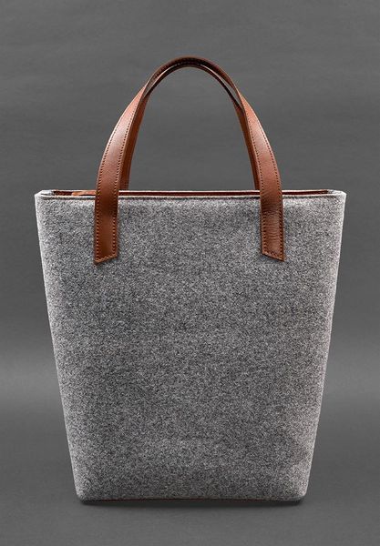 Сіра сумка-шопер з фетру та шкіри BlankNote BN-BAG-17-felt-k BN-BAG-17-felt-k фото