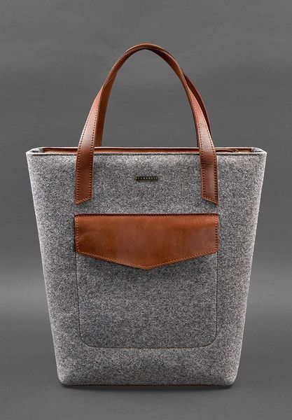 Сіра сумка-шопер з фетру та шкіри BlankNote BN-BAG-17-felt-k BN-BAG-17-felt-k фото