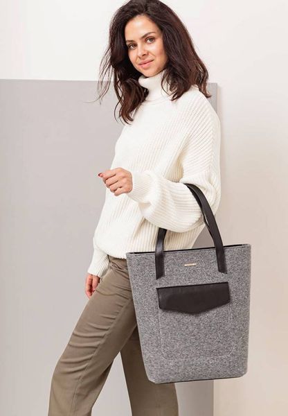 Сіра сумка-шопер з фетру та шкіри BlankNote BN-BAG-17-felt-g BN-BAG-17-felt-g фото